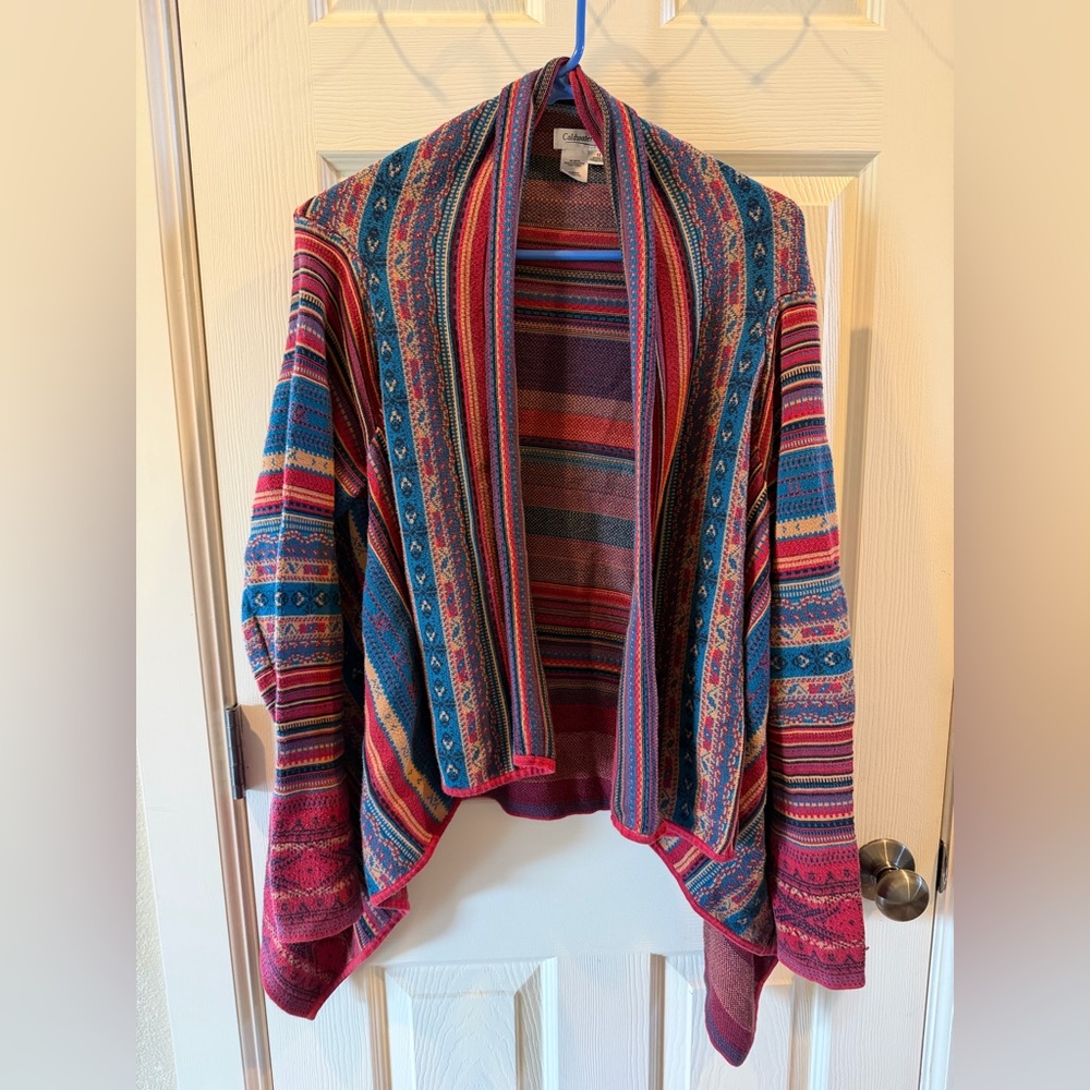 Coldwater Creek Colorful Striped Open-Front Women’s Cardigan Sweater 1X